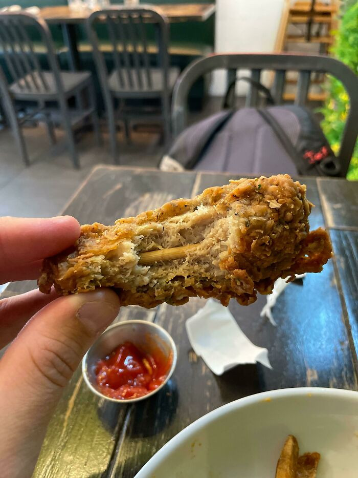 "My Vegan Chicken Wing Had A Wooden Bone In It"