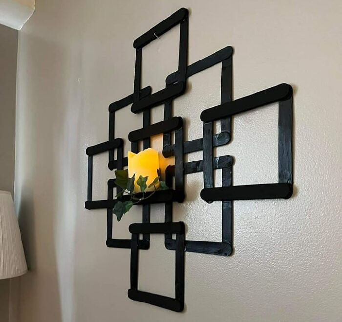 28. This messy popsicle stick wall 