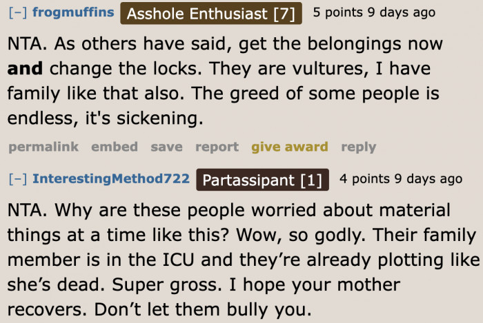 The behavior of these relatives is utterly disgusting.