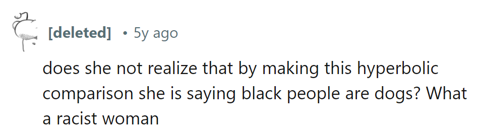 Comparing people to pets? That's one fetch she won't bring back.