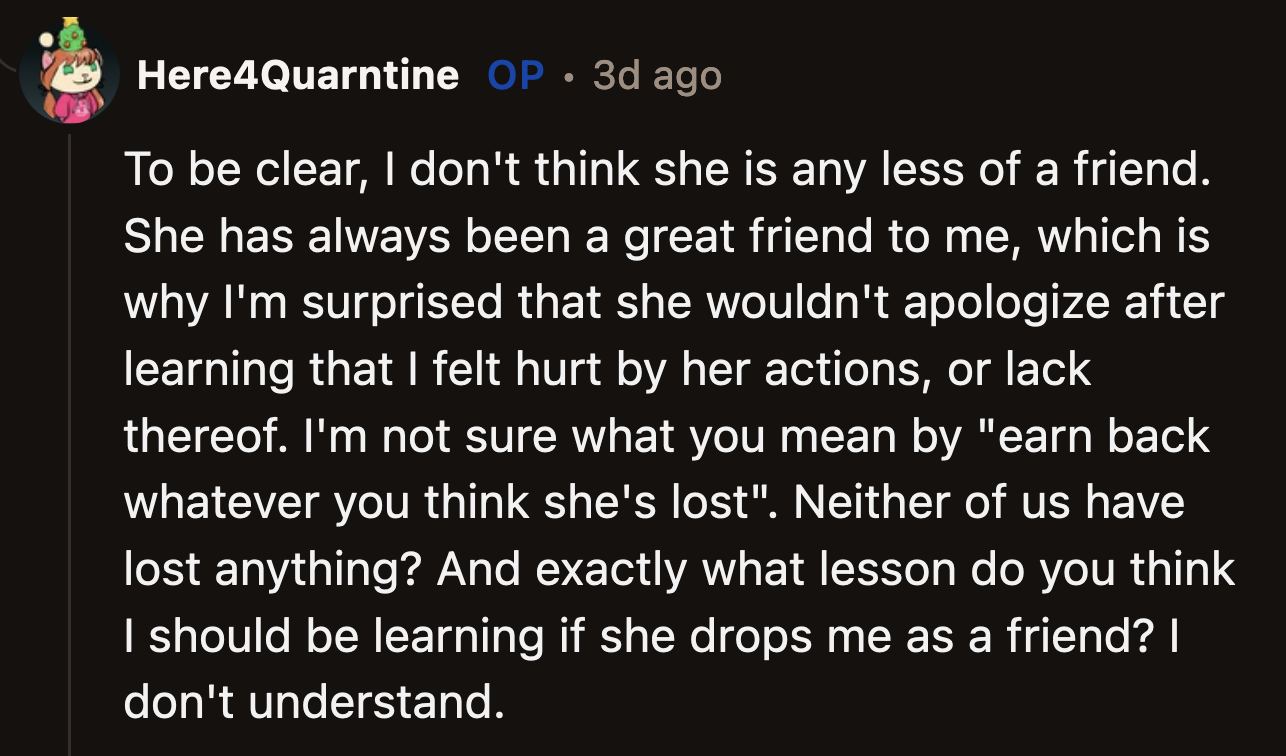 Are you a great friend to Ashley, OP? Why are you so determined to make a mountain out of a molehill?