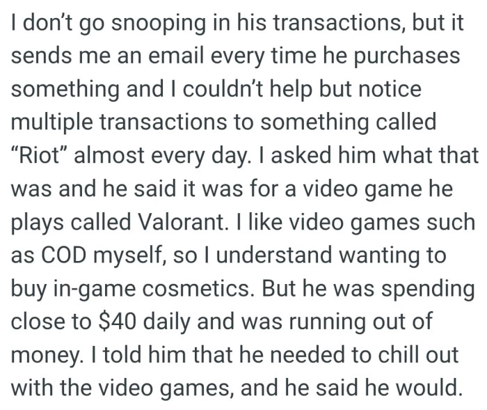 OP likes video games such as COD, so he understands wanting to buy in-game cosmetics