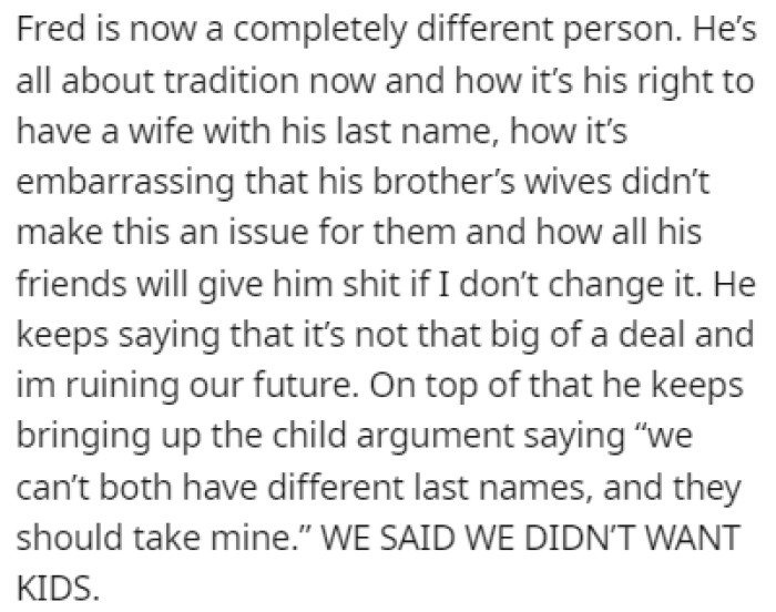 Fred did a full 180 and now he's all about tradition