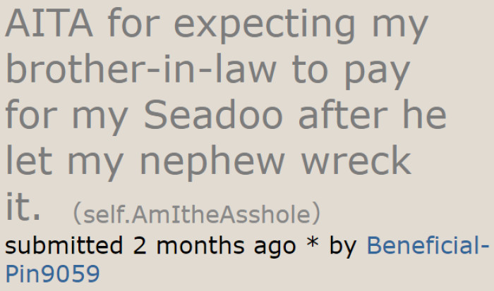 It's the OP's brother-in-law's fault, so it's only right that he pays for the repairs.