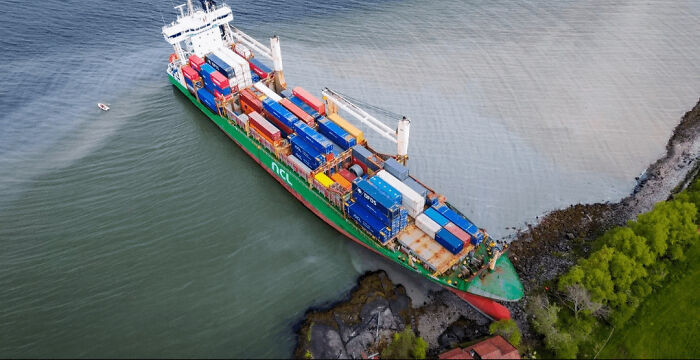 "Container Ship Ran Aground, And Almost Hit A House"