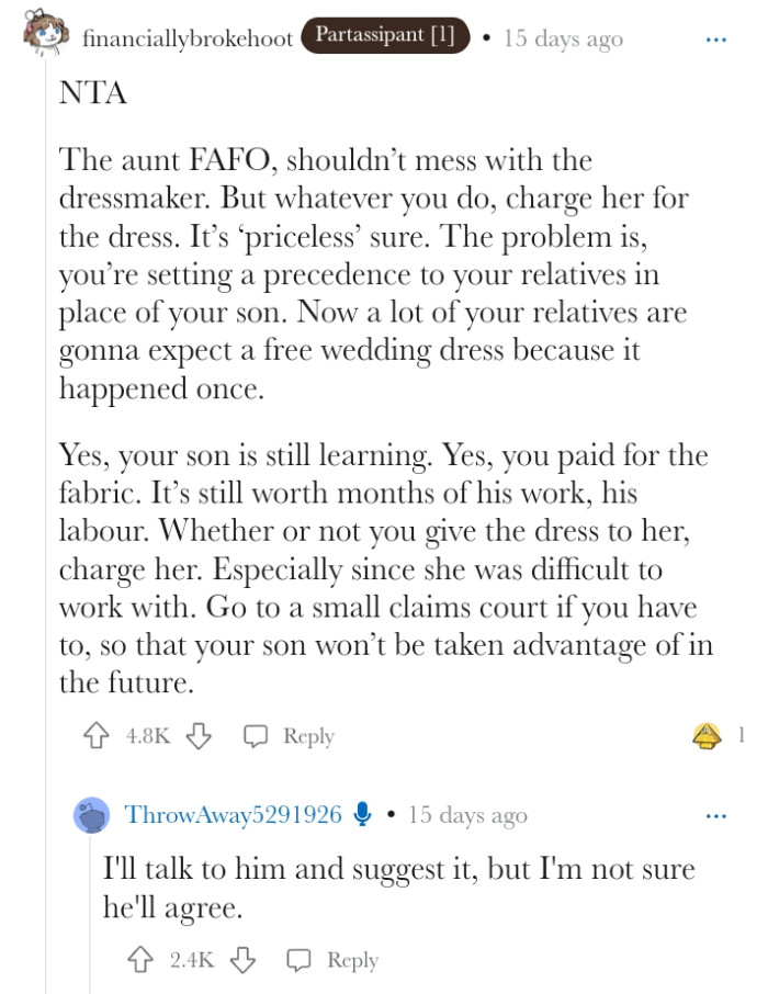 The dress is definitely priceless.