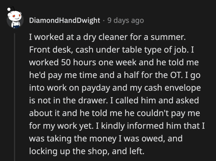 24. OP showed great initiative! An admirable quality in an employee!