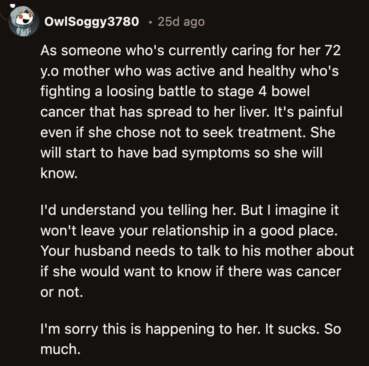 If OP decides to tell her mother-in-law, she should be prepared for the consequences that could impact their relationship.