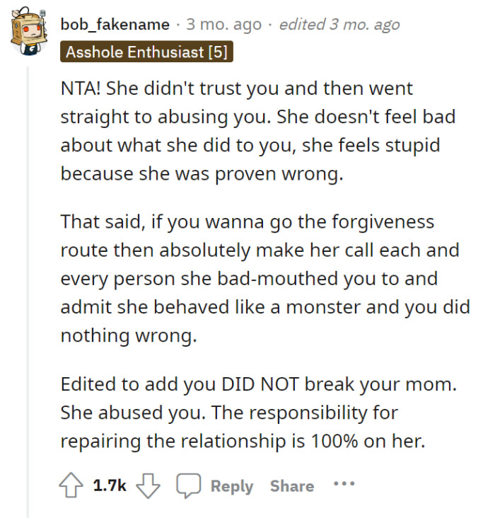 It’s called being accountable for your mistakes; this should not be easily justified by simply buying OP’s things again. Those people she unintentionally shunned should be given an explanation.