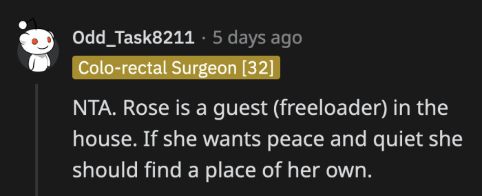 If John is that concerned about his girlfriend's sleep, they should start apartment hunting soon.
