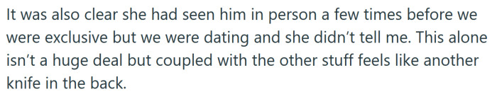 He also realized that his wife had still been seeing her FWB for a while at the beginning of their relationship.