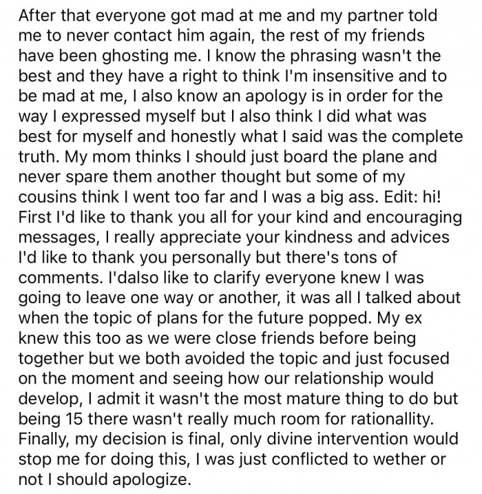 Then she goes into how they reacted and how she responded.