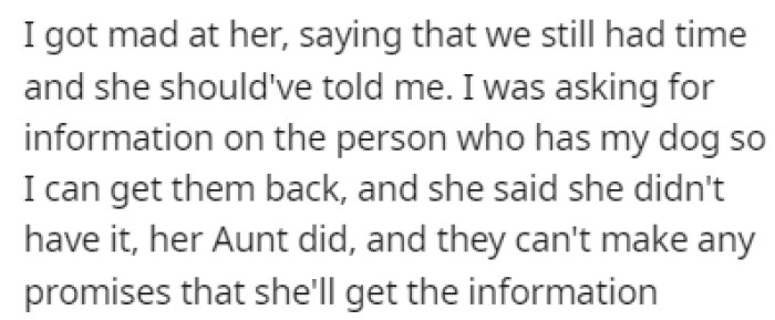 OP Was Furious and She Demanded Information on Where They Were