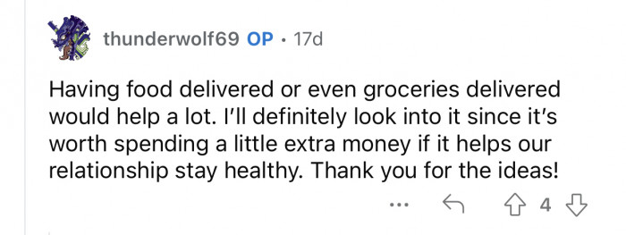 OP appreciates some of the ideas the Reddit community has been suggesting.