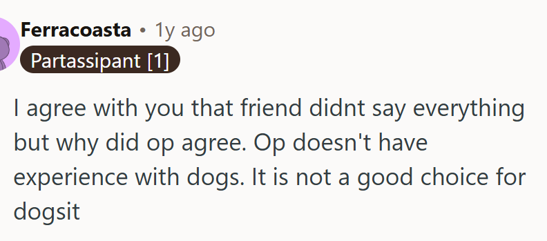 Someone with little experience around dogs probably isn’t the right choice for dog-sitting