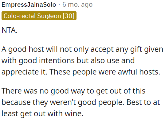 The hosts were inhospitable.