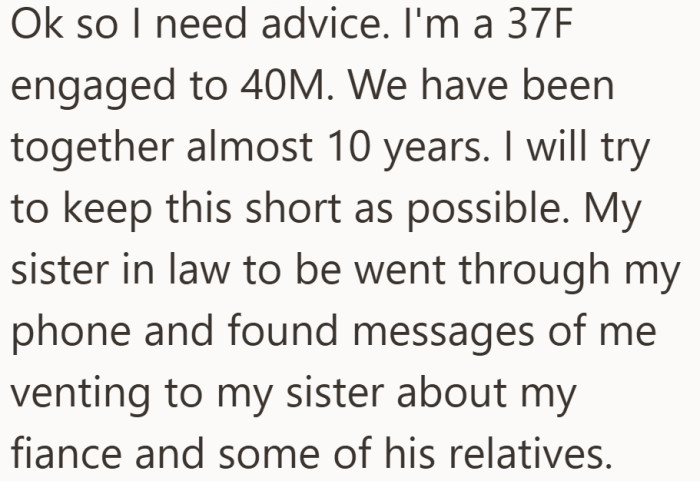 A private complaint about her fiancé quickly became a family issue no one was ready for.