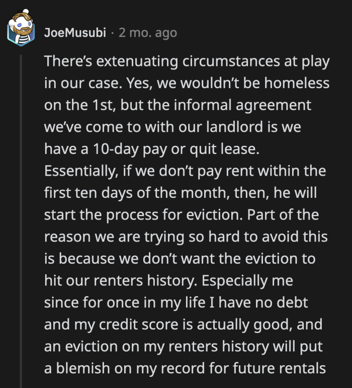 An eviction is not exactly an advertisement for a reliable tenant