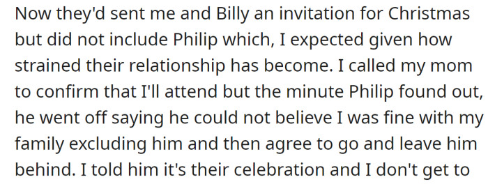 So, her family invited her to Christmas without Philip, and she accepted it: