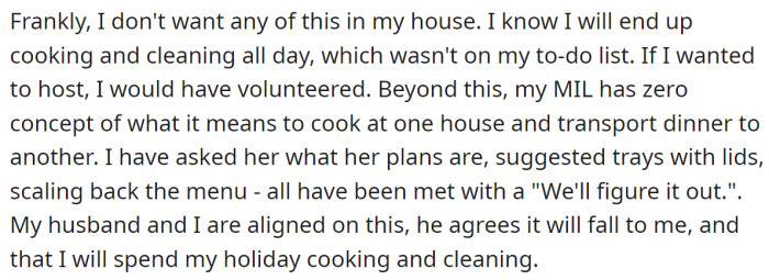 But, the OP explained she is not happy about it: