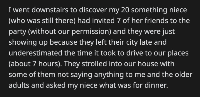 Another one added that most restaurants were closed. If they left, they would have to wait until the following morning to eat anything.