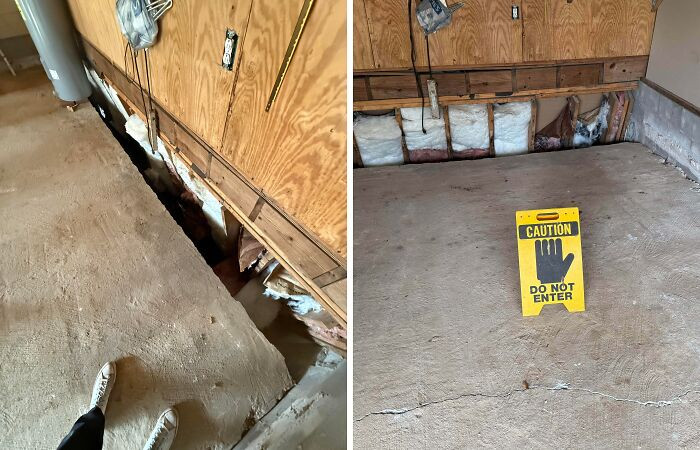 "Garage Floor Separated From The Basement"