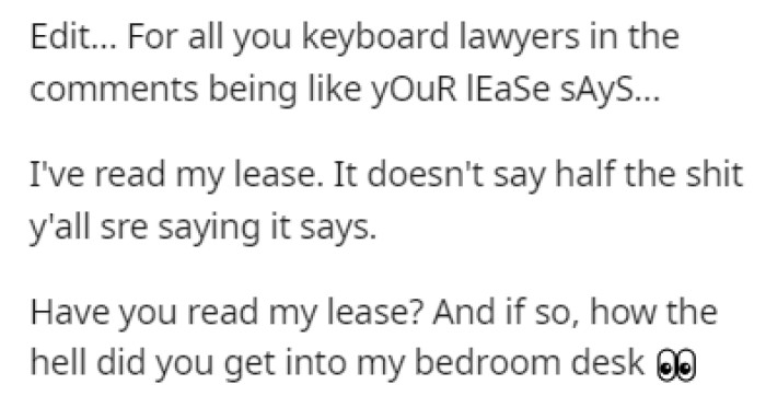 OP provided an edit to the story, answering some of the people in the comments