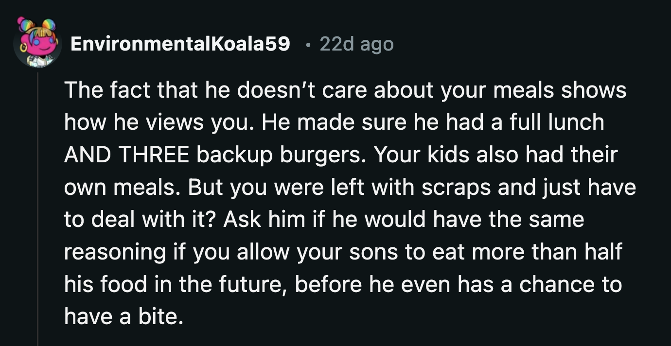 Her husband's lack of concern for OP was astonishing.