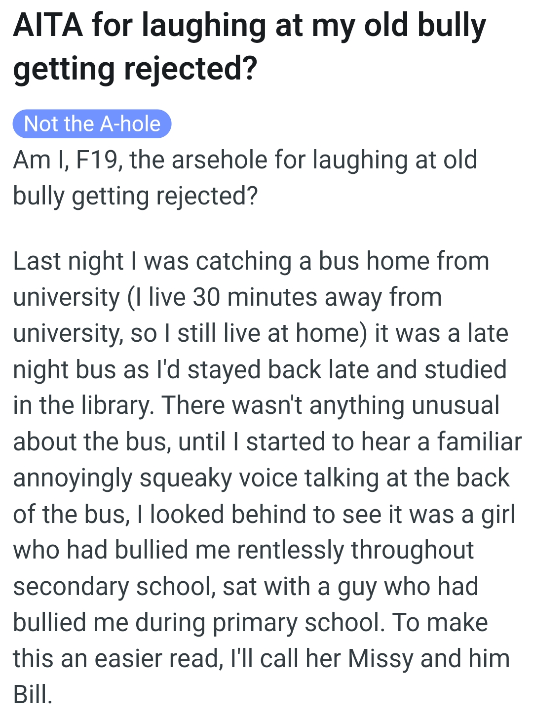 The OP kicks off her story