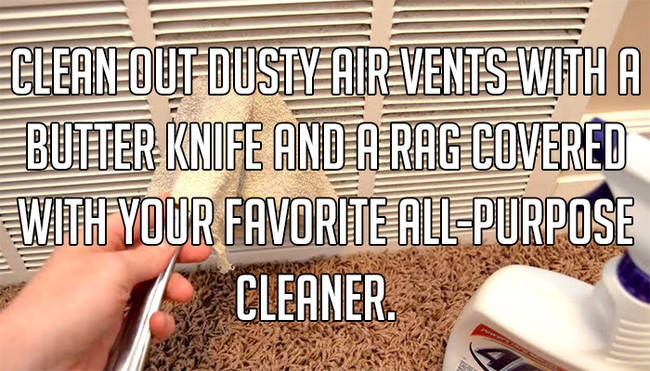 13. Clean your dusty air vents with a butter knife