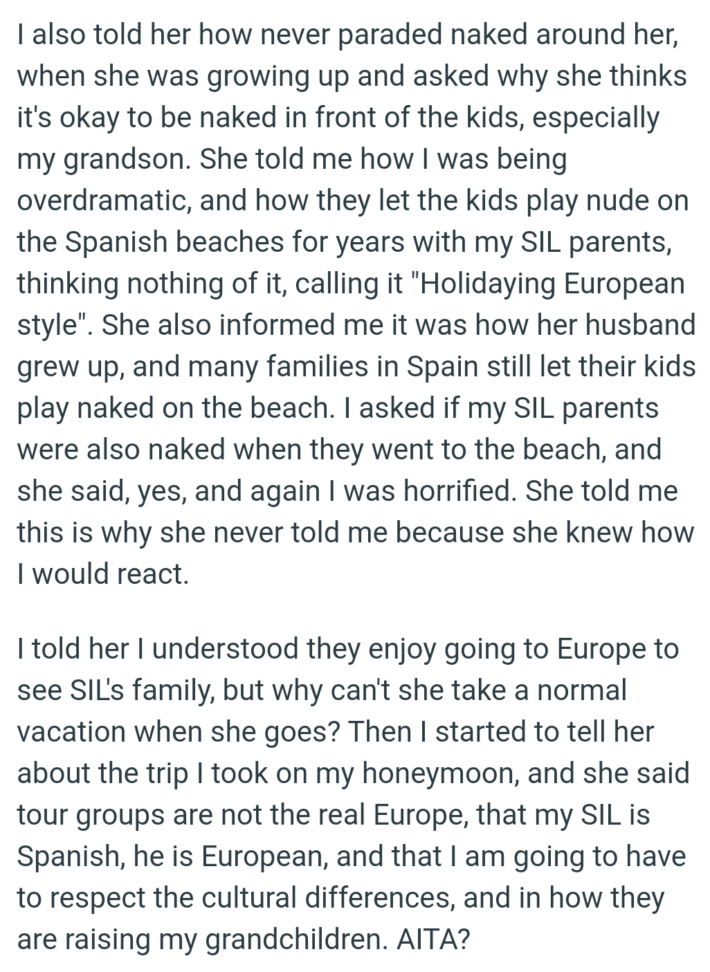 It Was How Her Husband Grew Up, and Many Families in Spain Still Let Their Kids Play Naked on the Beach
