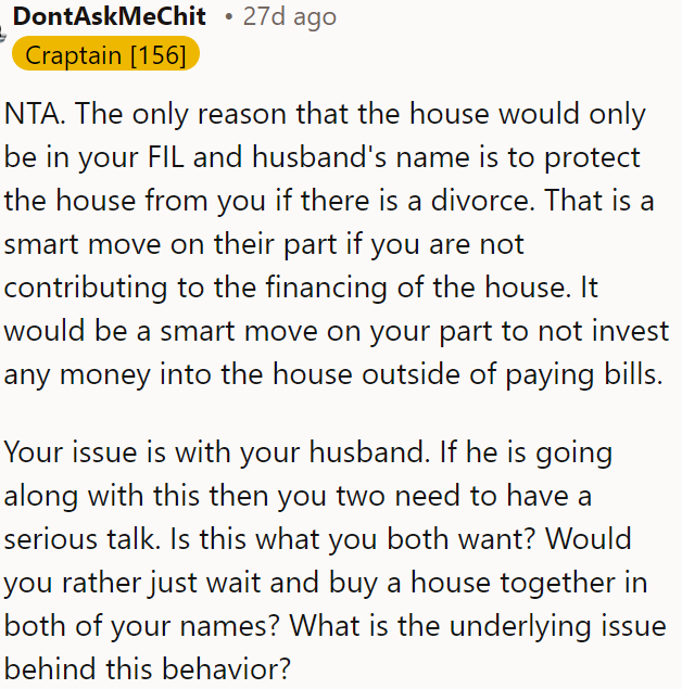 The real issue is with OP's husband.