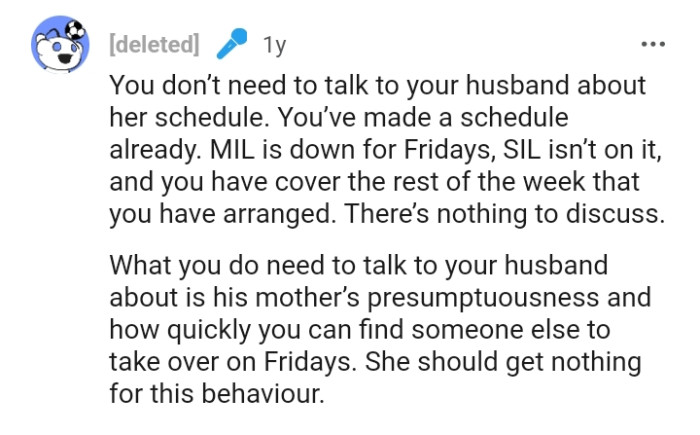 The OP needs to talk to her husband about it