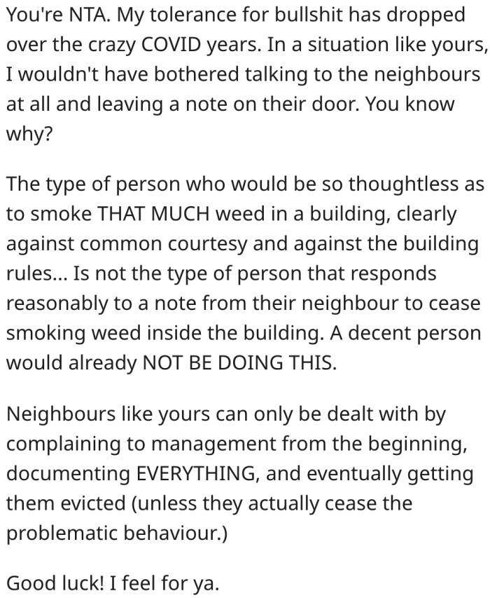 19. The best way to deal with such neighbors is to get them evicted.