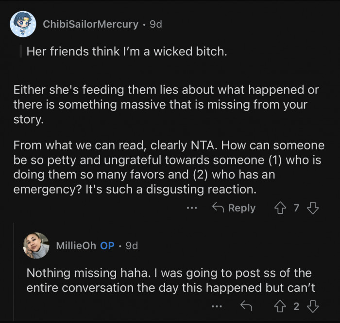 The friends' reaction is not normal either.