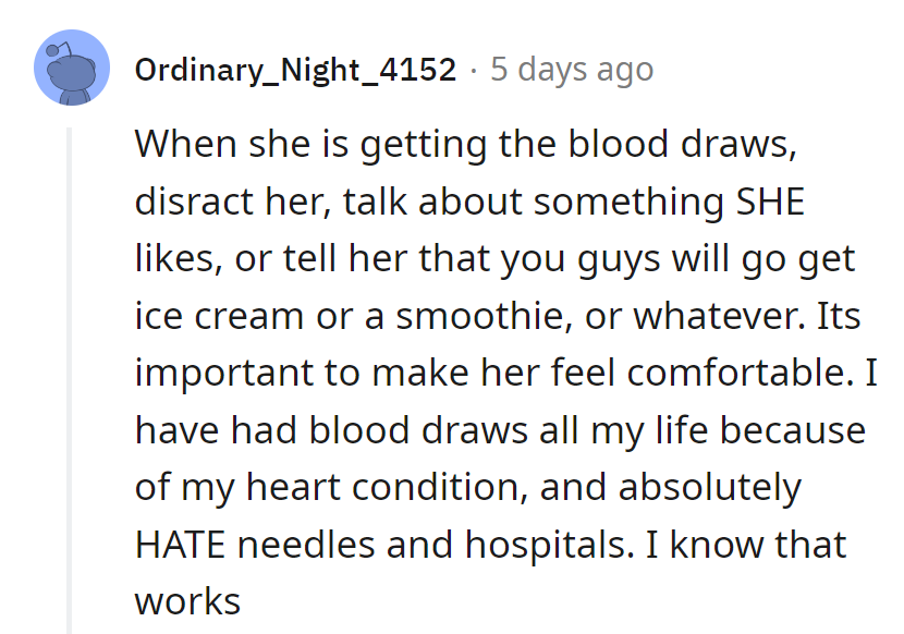 Distract with delights! Ice cream: the needle's nemesis.