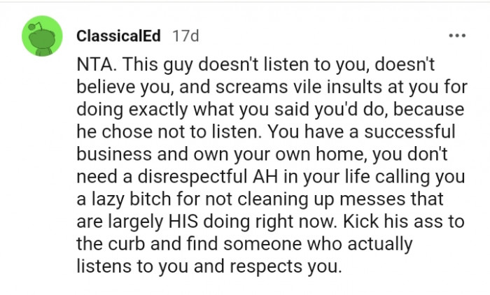 Kicking his a** to the curb