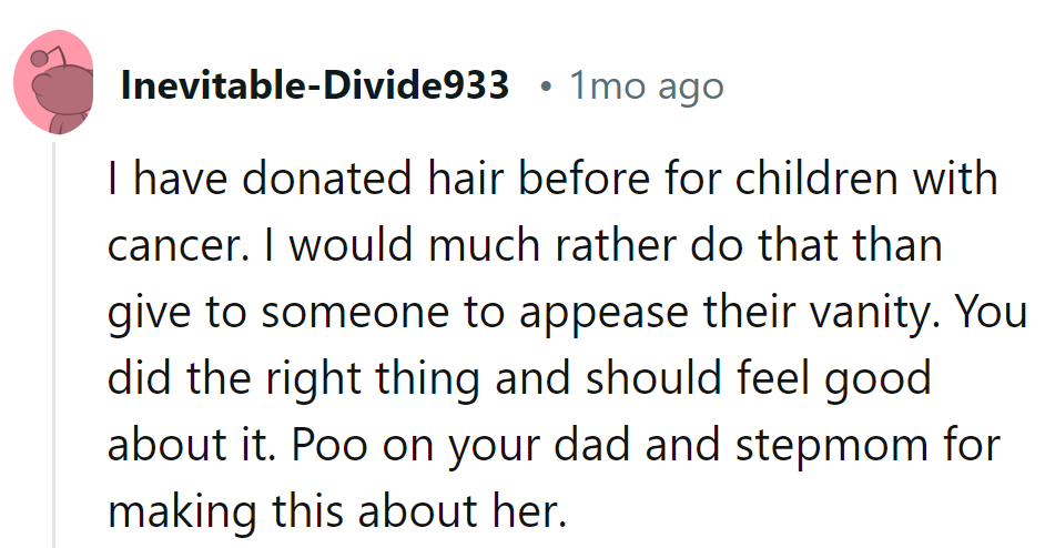 Hair for kids with cancer > vanity wigs. Dad and stepmom, get with the program!