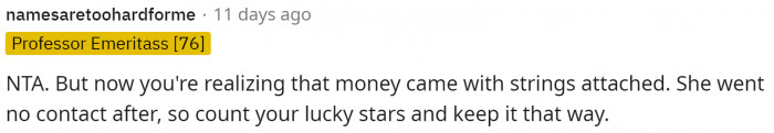 I agree with this. Sometimes it's best to just not accept the help and struggle while you get there. Some people don't help for good reasons.