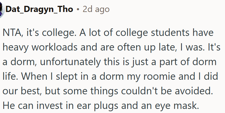 Dorm life means compromise.