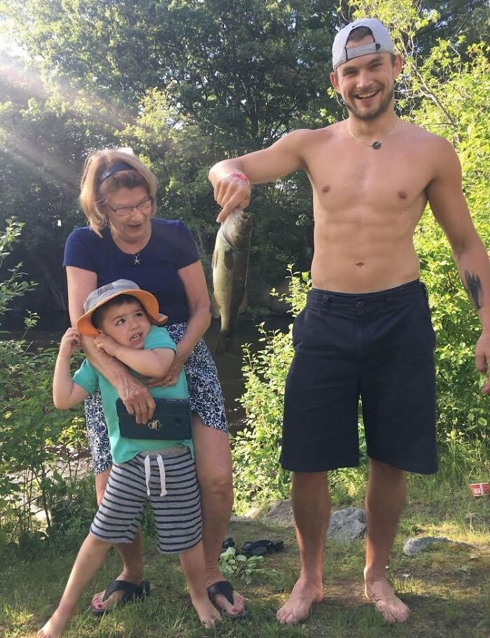 "My Son On His First Fishing Trip With His Uncle"