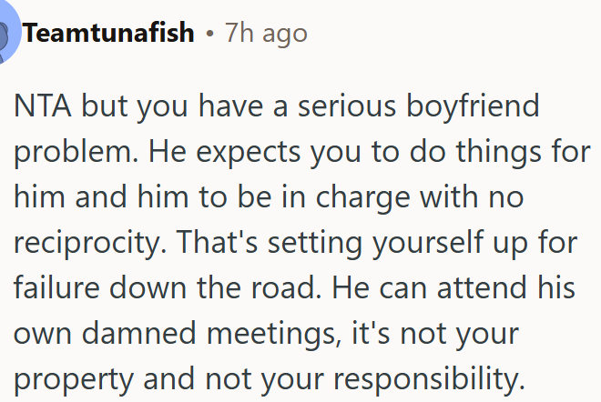 OP is not wrong, but her boyfriend needs to take responsibility.