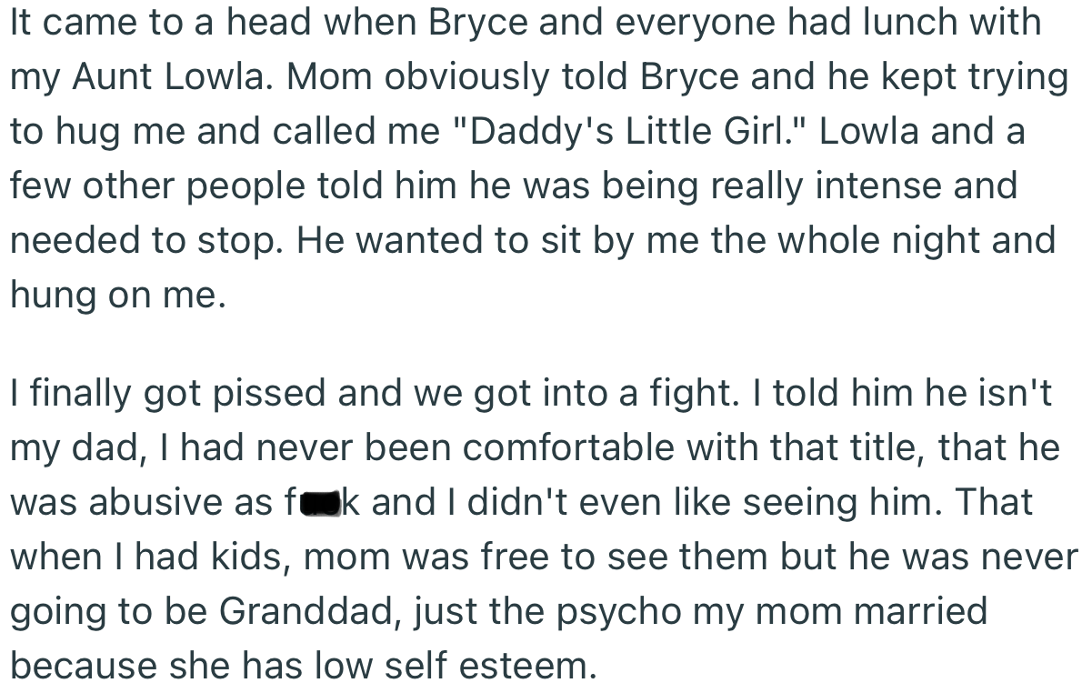 The Family Gathered for Lunch, Where Bryce Kept Intruding on OP’s Space. OP Eventually Lashed Out and Gave Him a Piece of Her Mind