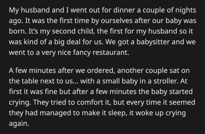 She went on to say that everyone should just accept that babies cry and there's nothing she can do about it