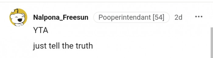 This Redditor is suggesting for the OP to just tell the truth.