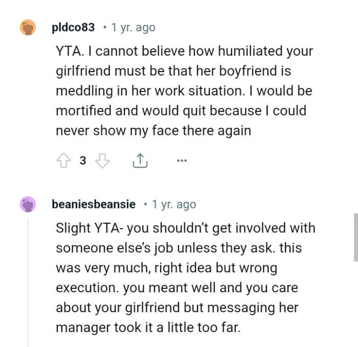 The OP went too far with his action