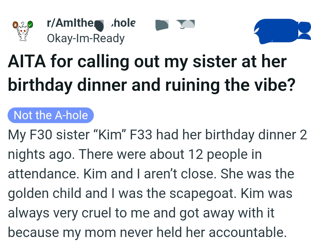 The OP kicks off her story