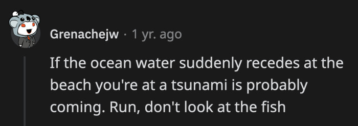 14. Do not stare at the receding waves. Get away as fast as you can.