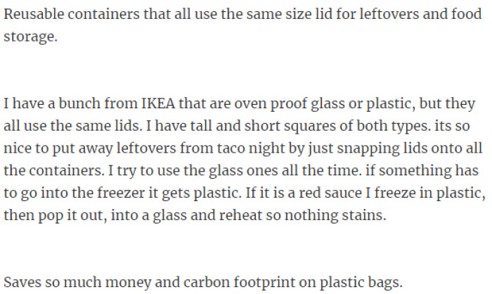 8. IKEA collection of reusable containers