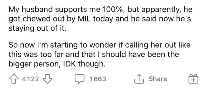 Now the OP is wondering if she 